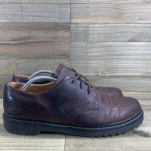 VTG Skechers Men’s 11 Brown Leather Comfort Y2K Lug Chunky Casual Oxford Shoes